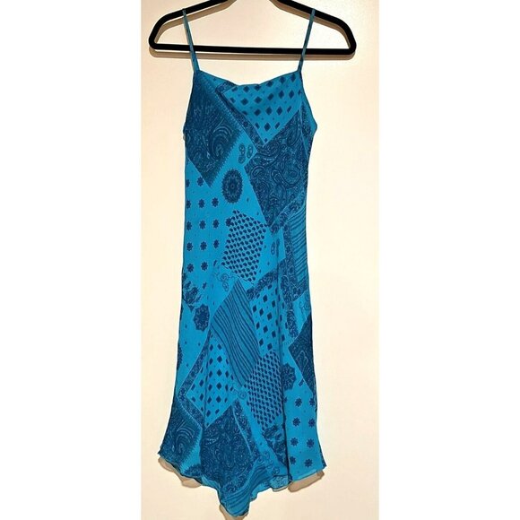 St. Michael Marks & Spencer Boho Fairy Women's Dress Sz 12 Blue Paisley - Picture 1 of 7